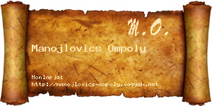 Manojlovics Ompoly névjegykártya